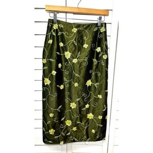 Chetta B Evening Vintage 100% Silk Floral Beaded Embroidered Skirt Size Small